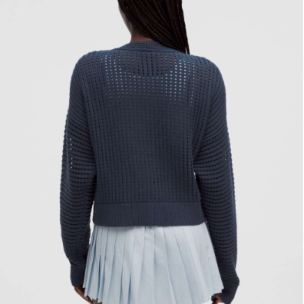 Cotton Crochet Mesh Relaxed-Fit Cardigan - Picture 3 of 9